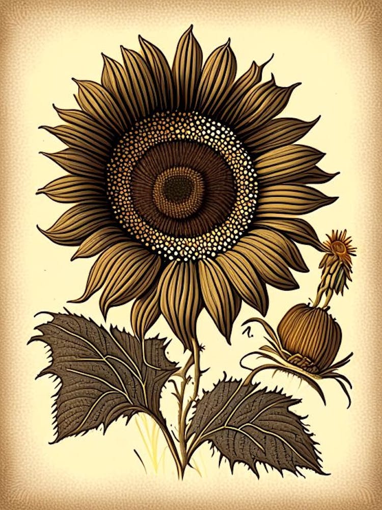 Brown Eyed Susan Wildflower Vintage Botanical