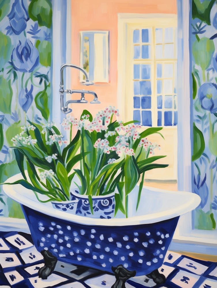 A Bathtube Full Lily Of The Valley In A Bathroom 3