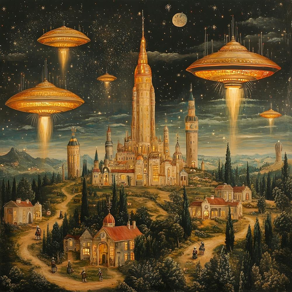 Alien Invasion Ancient Tapestry 1