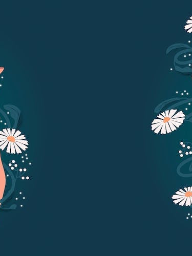 Elegant Hand Surrounded With Flowers On Deep Blue