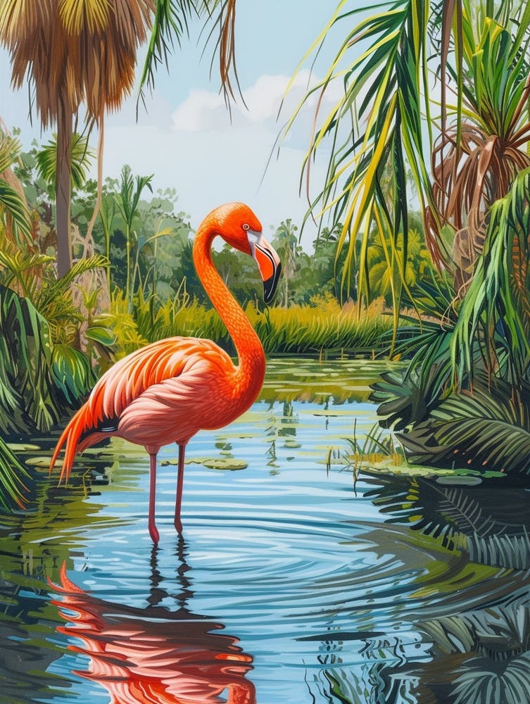 Greater Flamingo Camargue Provence France Tropical Illustration 1