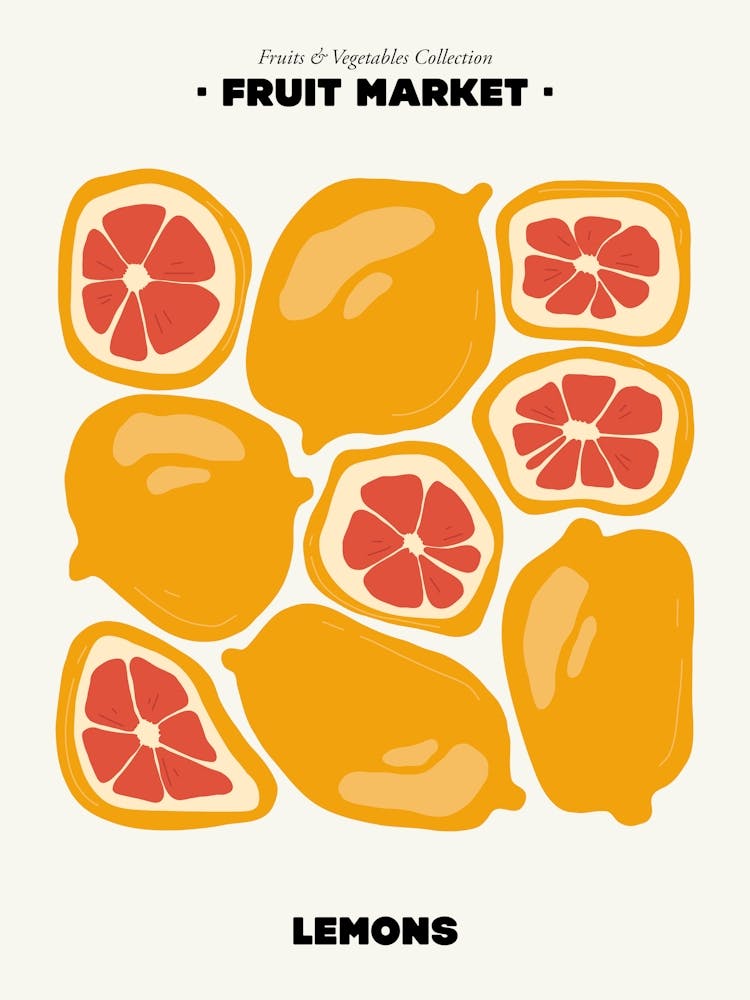 The Fruit Market Lemons Illustration Maximalist