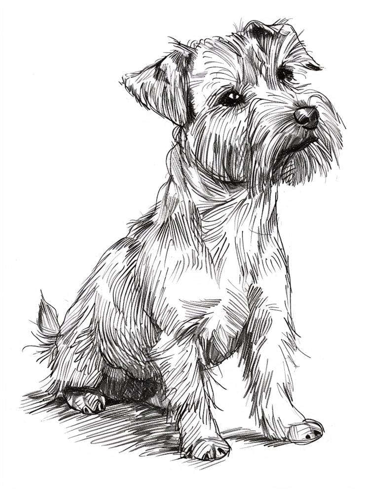 Cute Terrier Dog Line Art 2