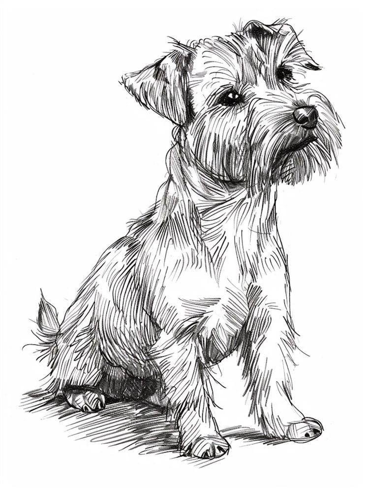 Cute Terrier Dog Line Art 2