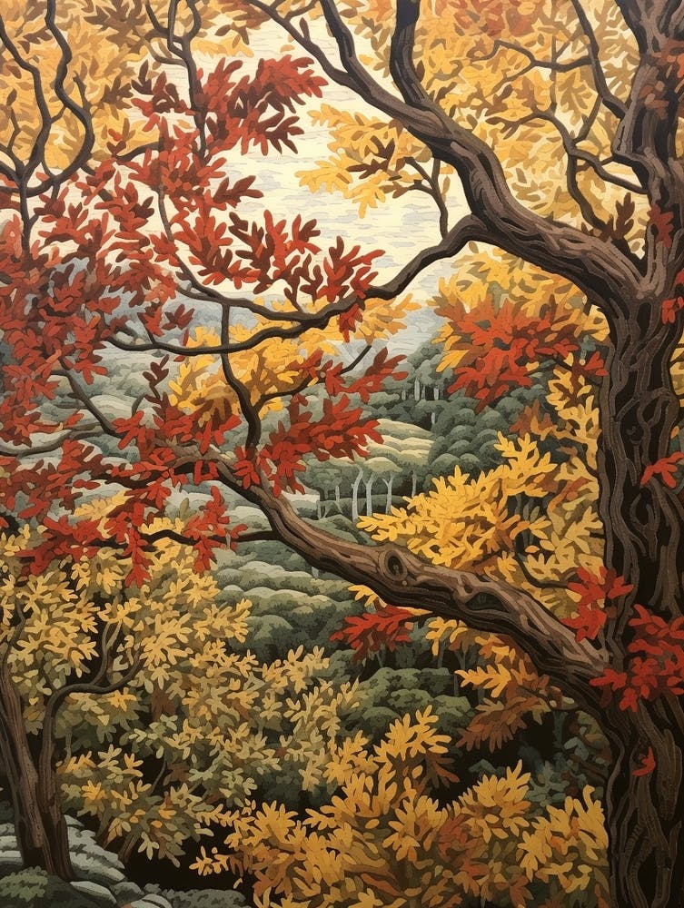 Slippery Elm 1 Vintage Autumn Tree Print 