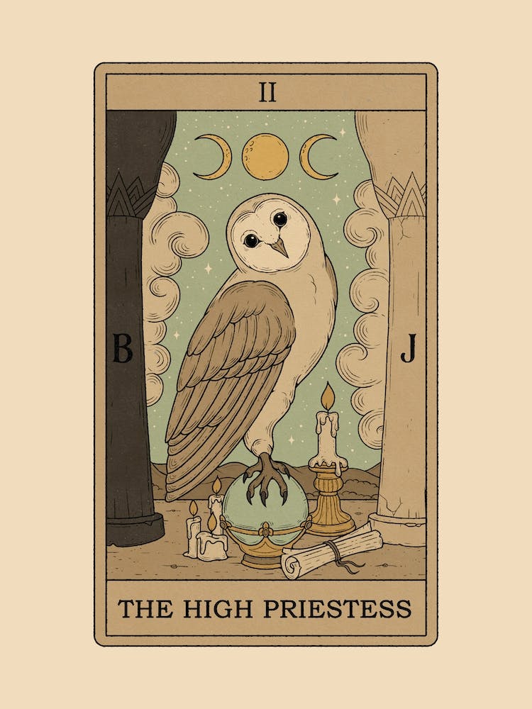 The High Priestess   Owls Tarot