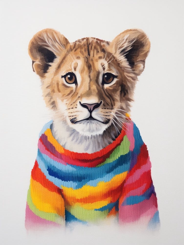 Baby Animal Wearing Sweater Lion 1