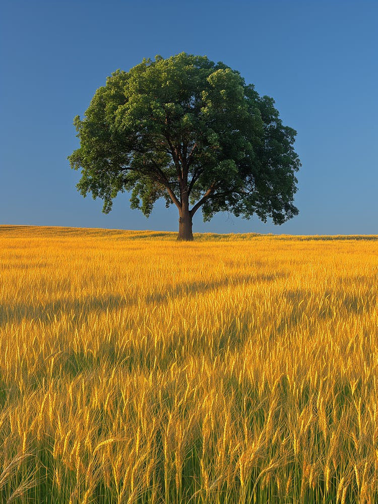 Lone Tree In A Wheat Field