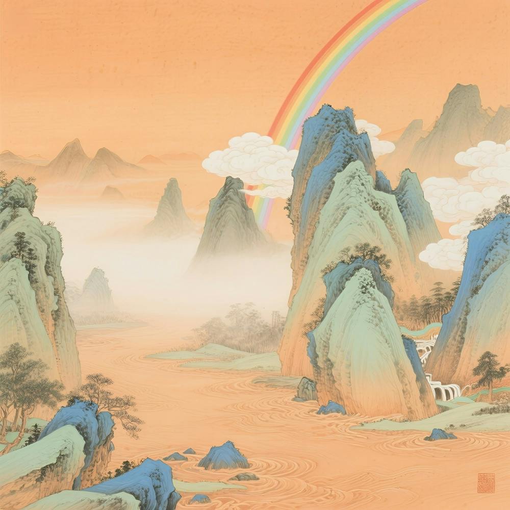 Rainbow Over Mountains