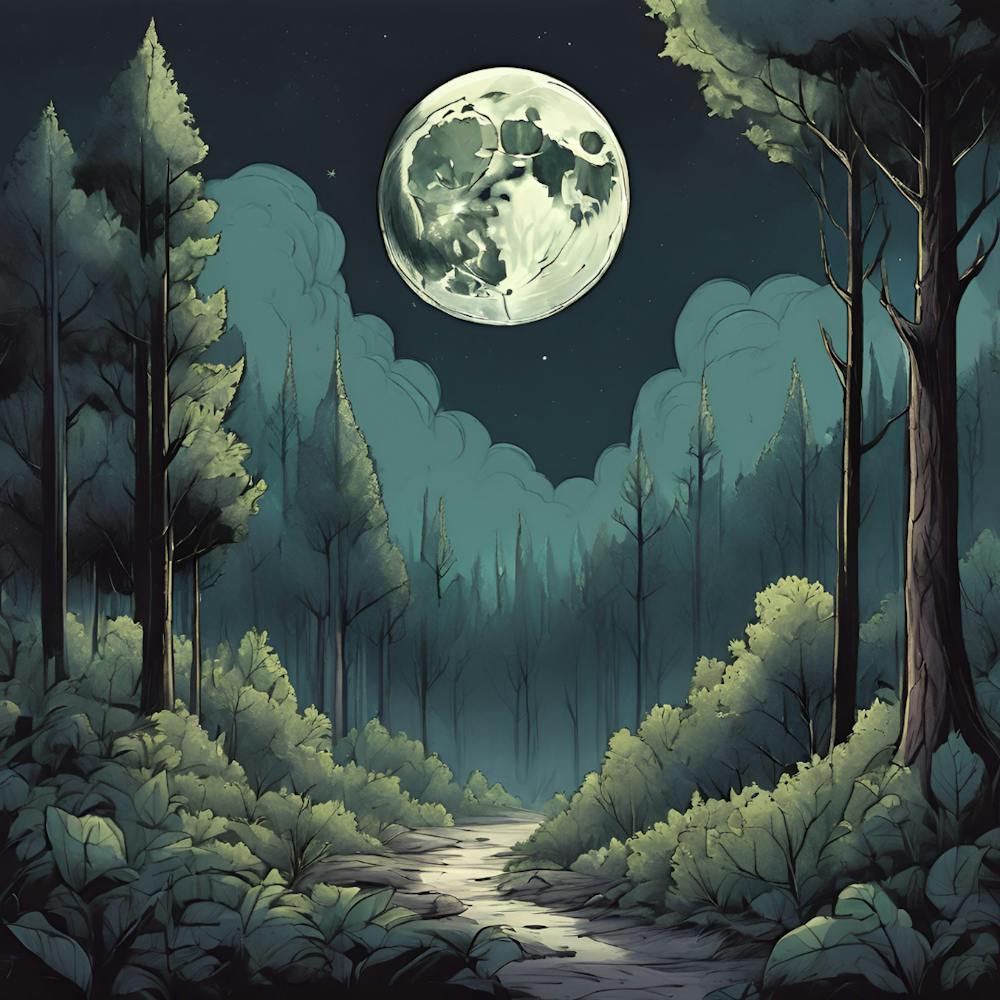 Pleine Lune Dans La Forêt