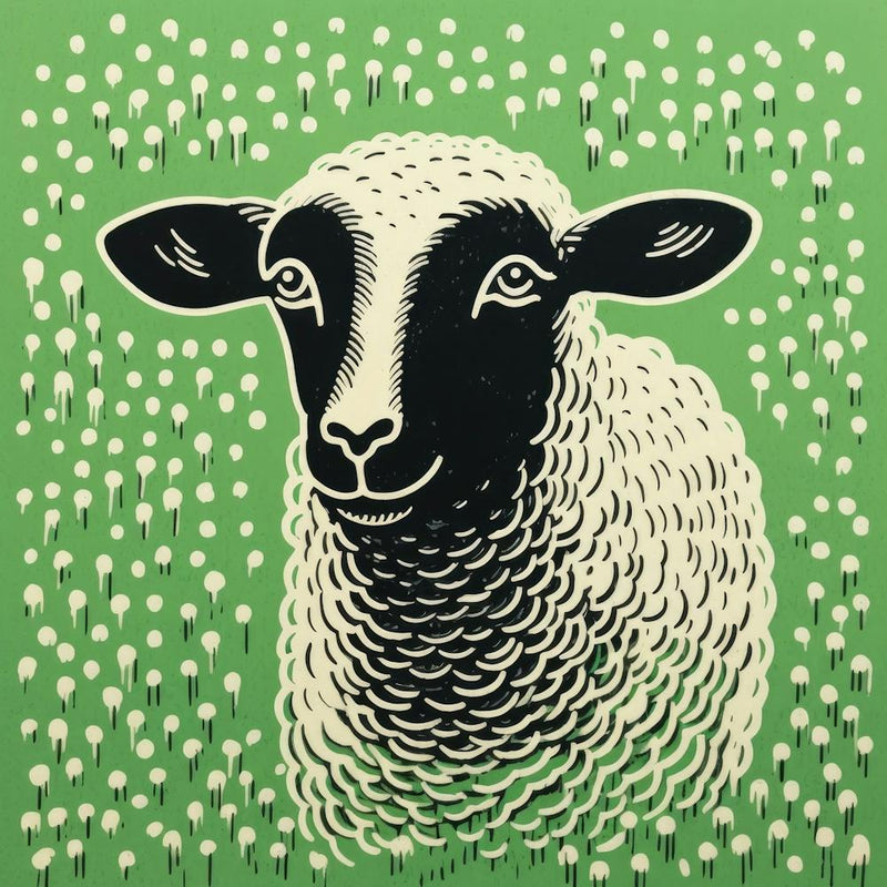 Sheep On Green Background