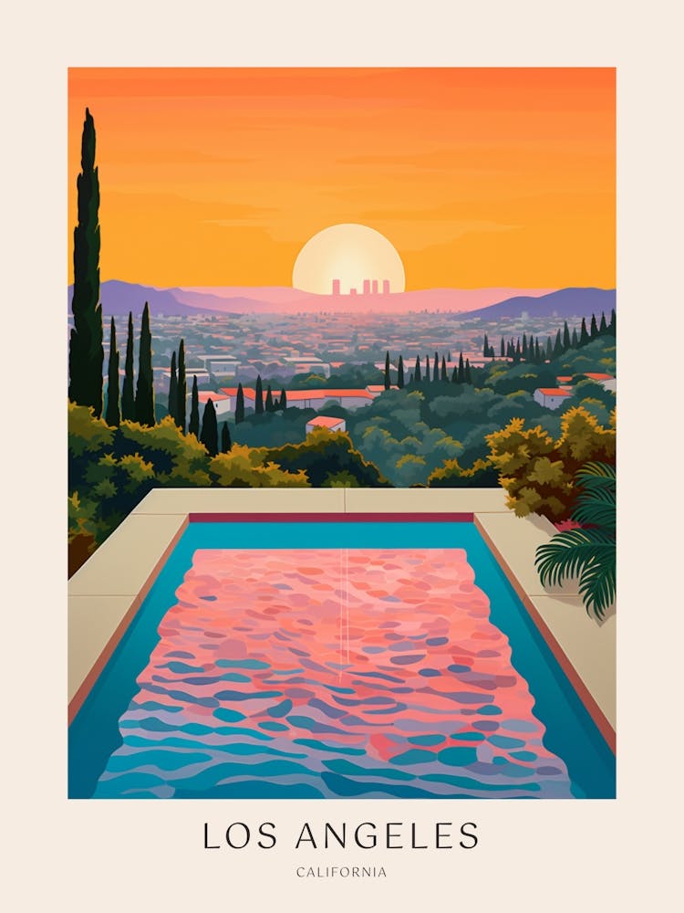 La, California Midcentury Modern Pool Poster