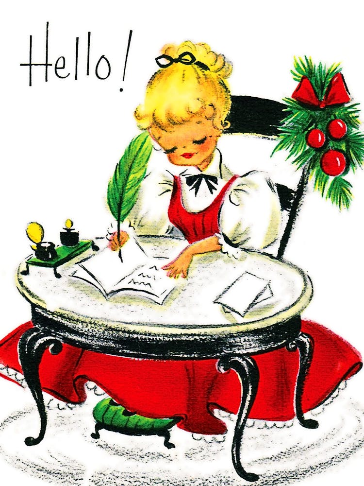 Young Woman Is Writing A Holiday Letter For a Santa Claus