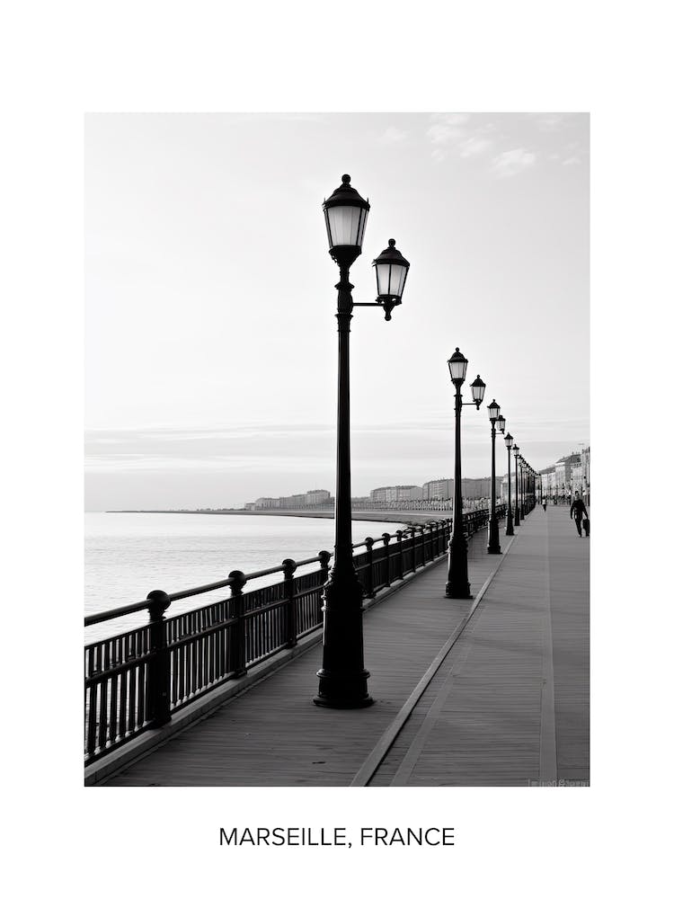 Poster Of Nice, France, Photography In Black And White 4
