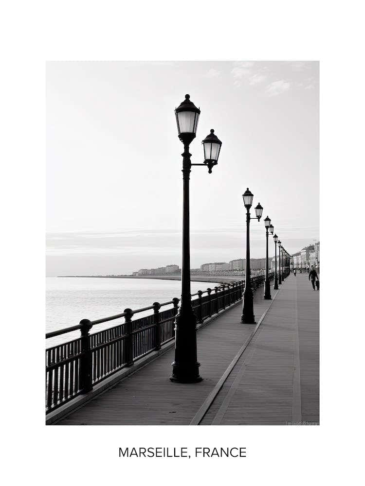 Poster Of Nice, France, Photography In Black And White 4