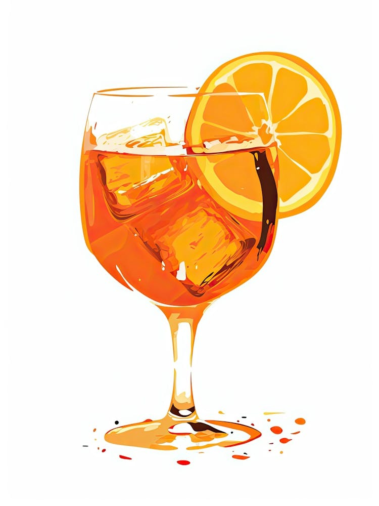 Watercolour Aperol Spritz Floral Infusion Cocktail 1