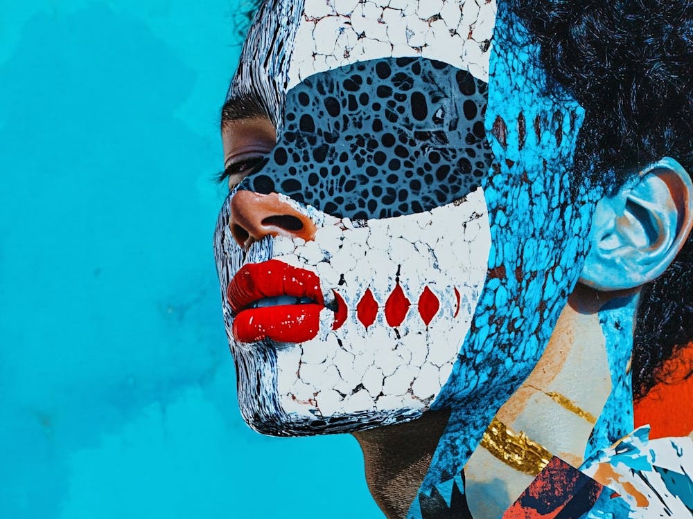 Woman With A Painted Face Collage