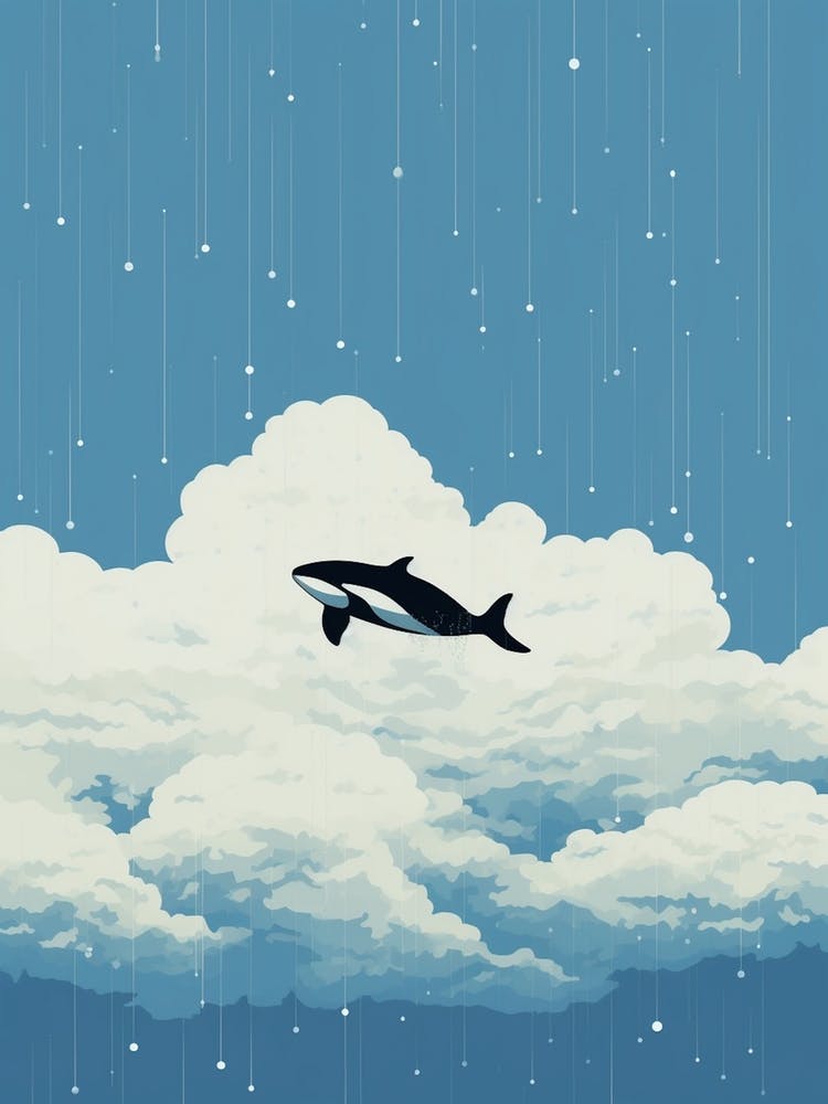 Orca Whale Floating In The Sky Abstract