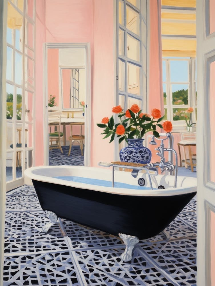 A Bathtube Full Of Carnation In A Bathroom 4