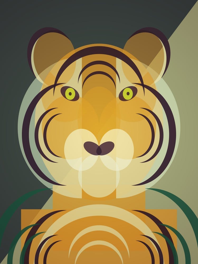 Mid Century Geometric Tiger