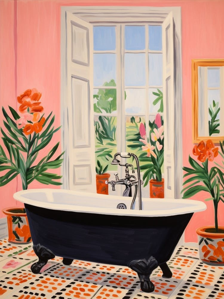 A Bathtube Full Of Bluebell In A Bathroom 4