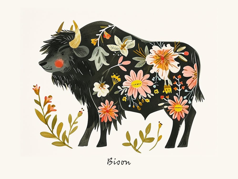 Little Floral Bison 2 Poster