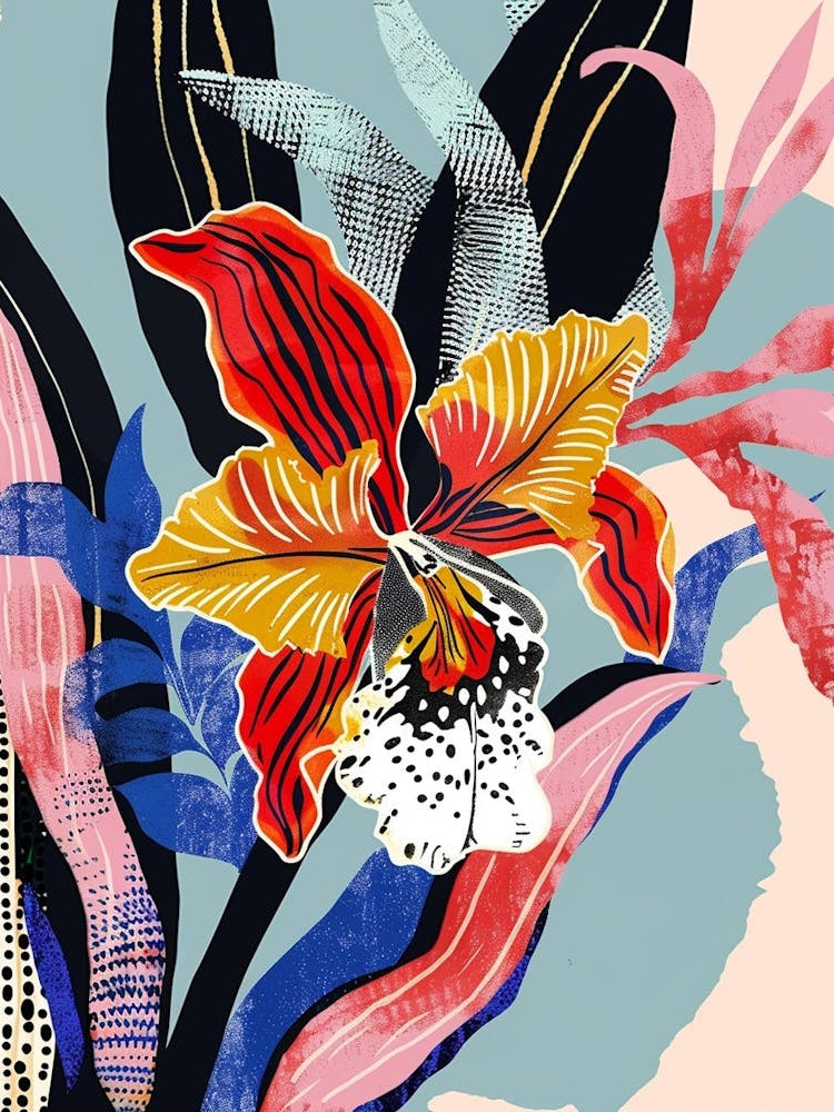 Colourful Flower Illustration Monkey Orchid 4