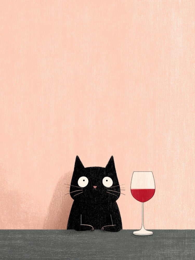 Cat With A Glass Of Wine 1