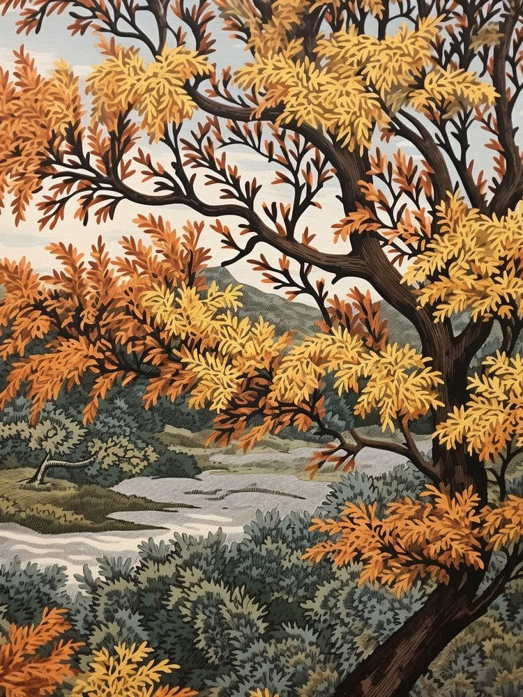 Black Willow 3 Vintage Autumn Tree Print 