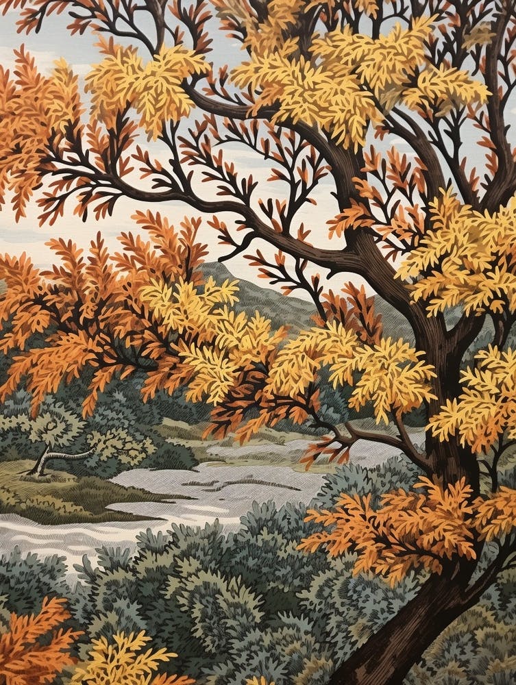 Black Willow 3 Vintage Autumn Tree Print 