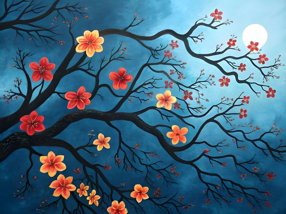 Cherry Blossoms At Night