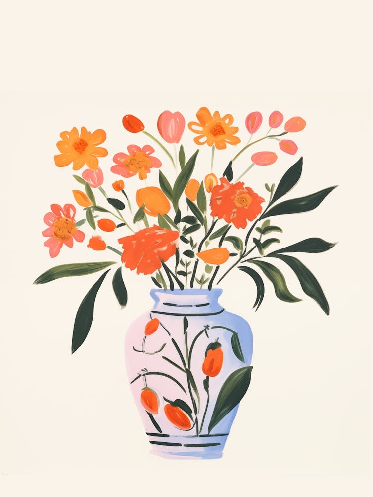 Fleurs Oranges Dans Un Vase