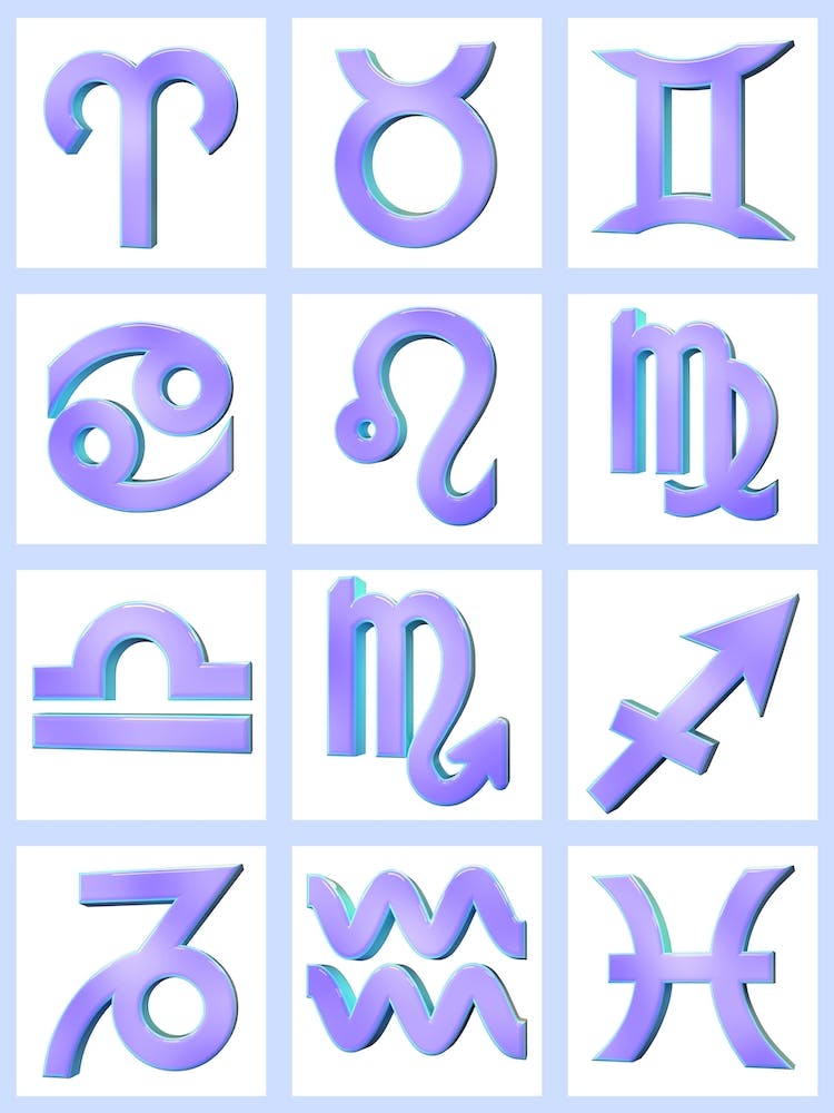 Zodiac Signs Framed Purple