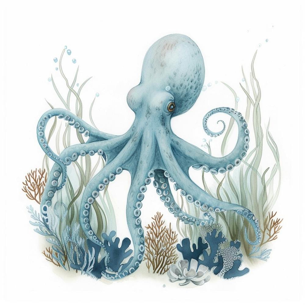 Watercolour Storybook Style Octopus 2