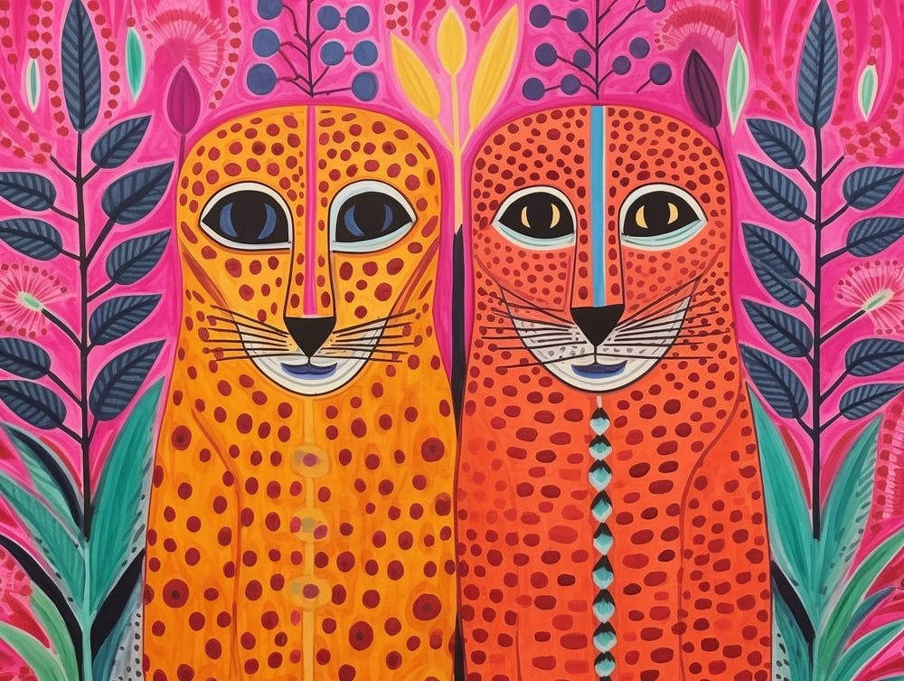 Leopard 3 Folk Style Animal Illustration