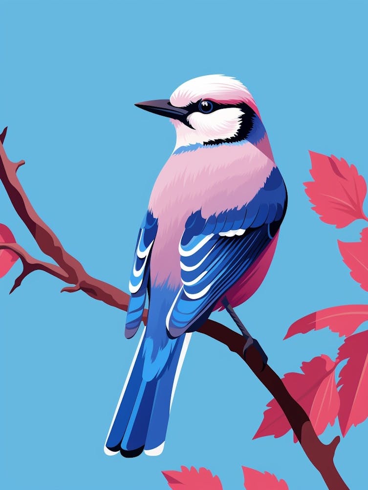 Minimalist Blue Jay 1 Illustration