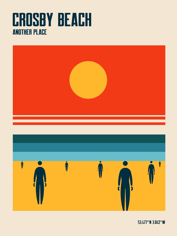 Crosby Beach Travel Poster Another Place Iron Men Liverpool Beach