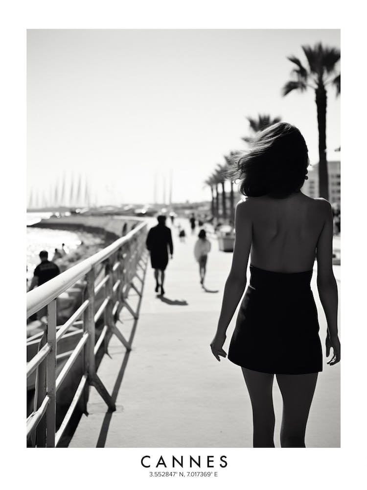Poster Of Cannes, Black And White Analogue Photograph 2