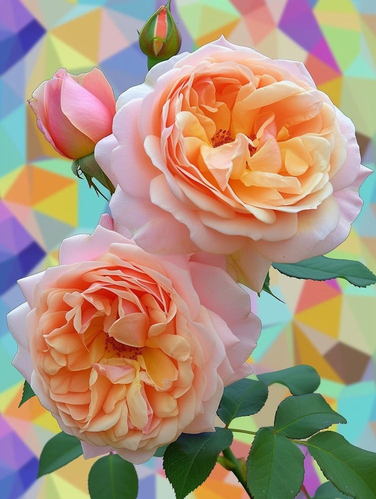English Roses Painting Rose Geometric 2