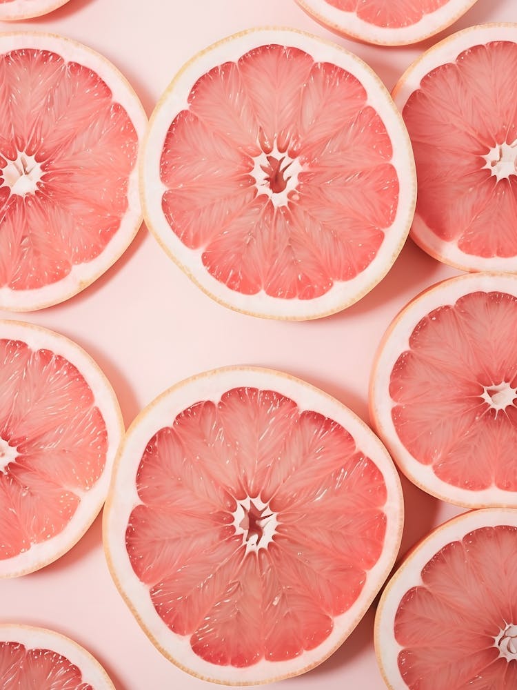 Pink Aesthetic Grapefruit Slices Photography