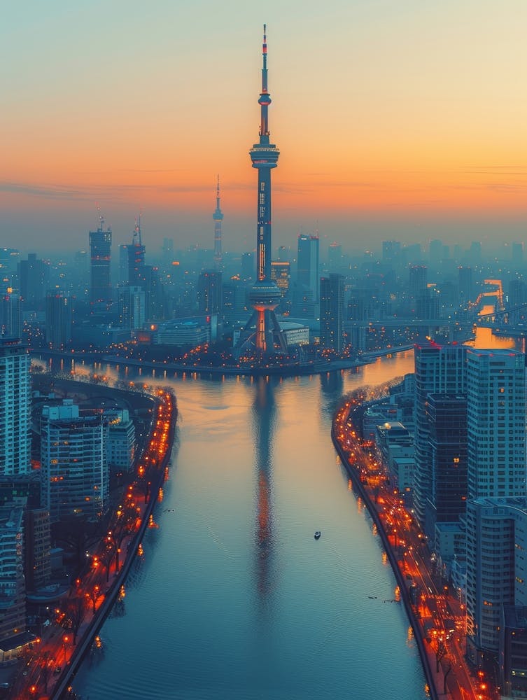 Shanghai City At Dusk