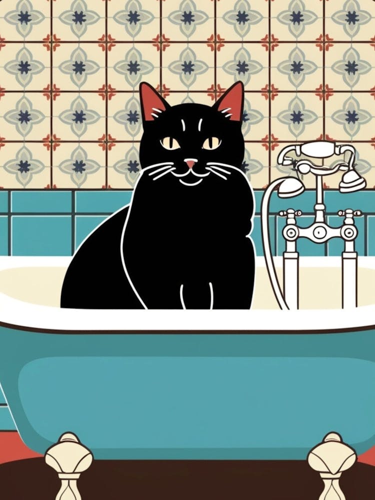 Black Cat In A Bathtub