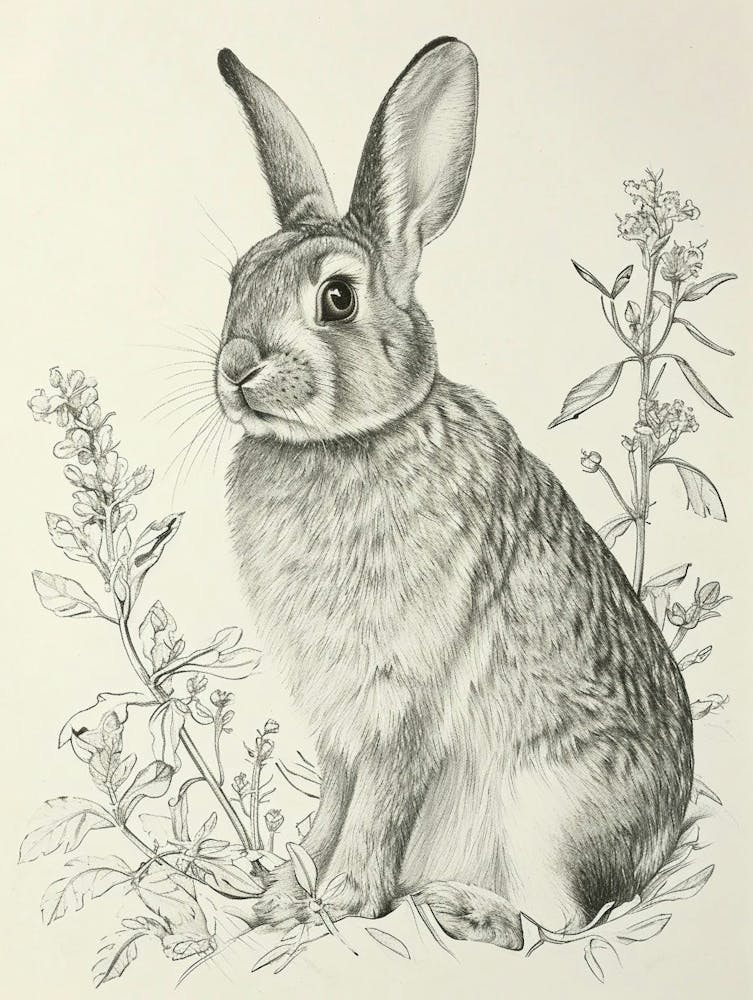 French Lop Rabbit Drawing 4
