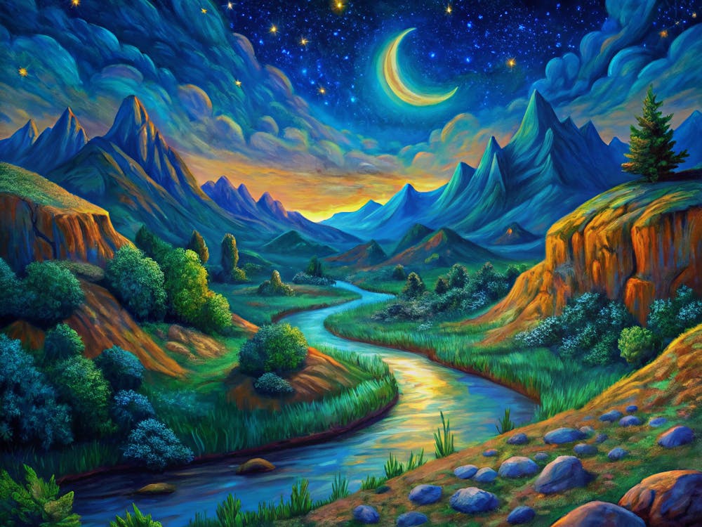 Van Gogh A Serene Valley Lit By The Soft Glow Of