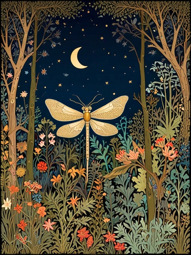 william morris Dragonfly In The Forest 1