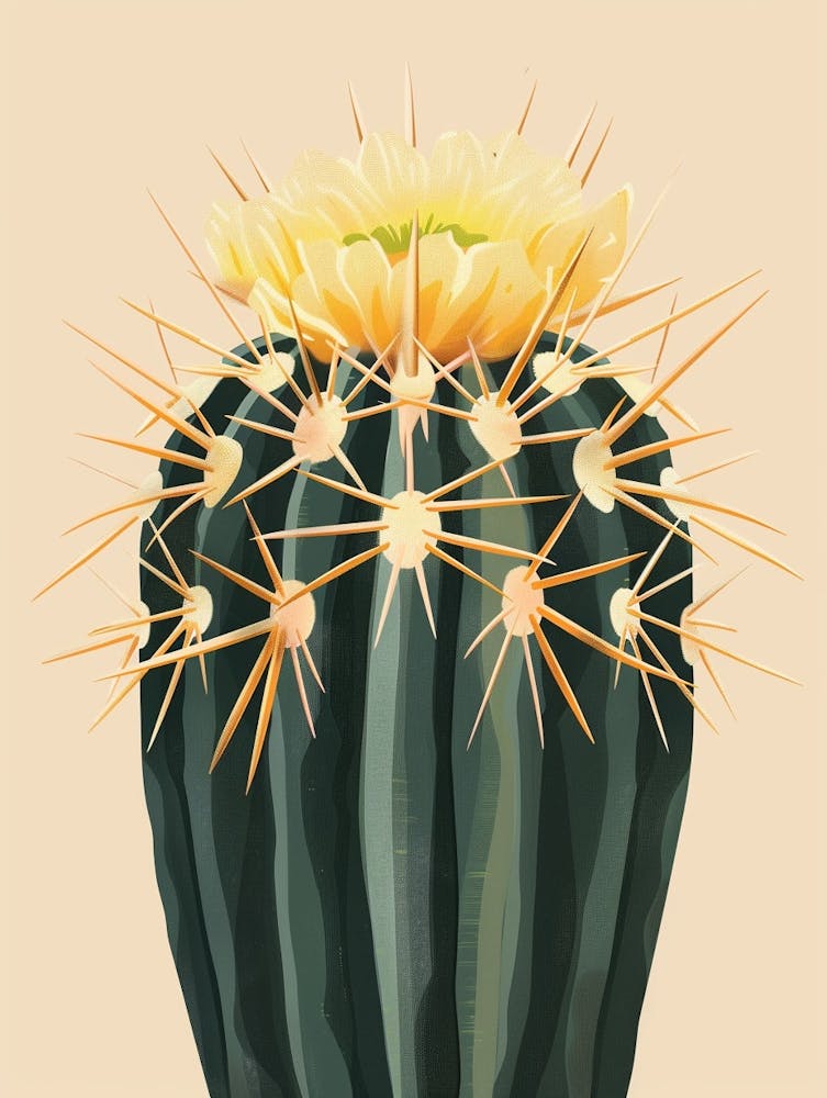 Cactus Tonneau Doré Abstraction Minimaliste 2