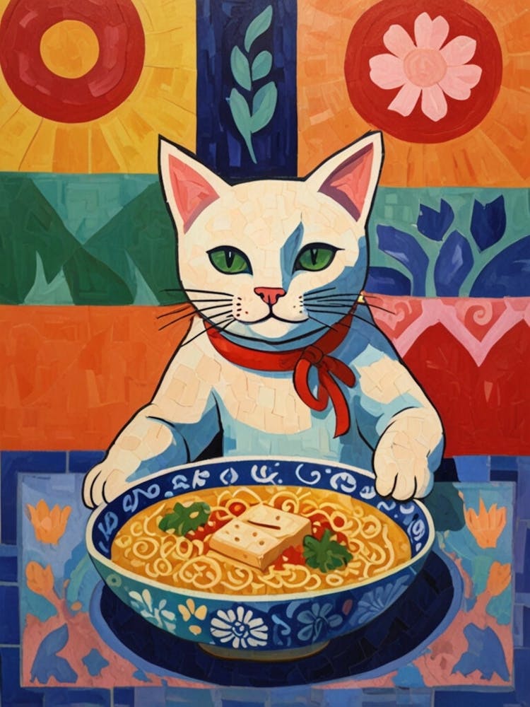 Cat Eating Ramen 1