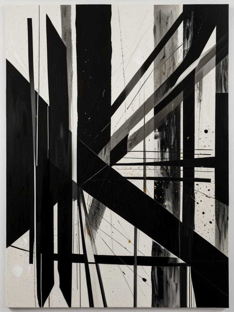 Abstract Black And White Painting 8