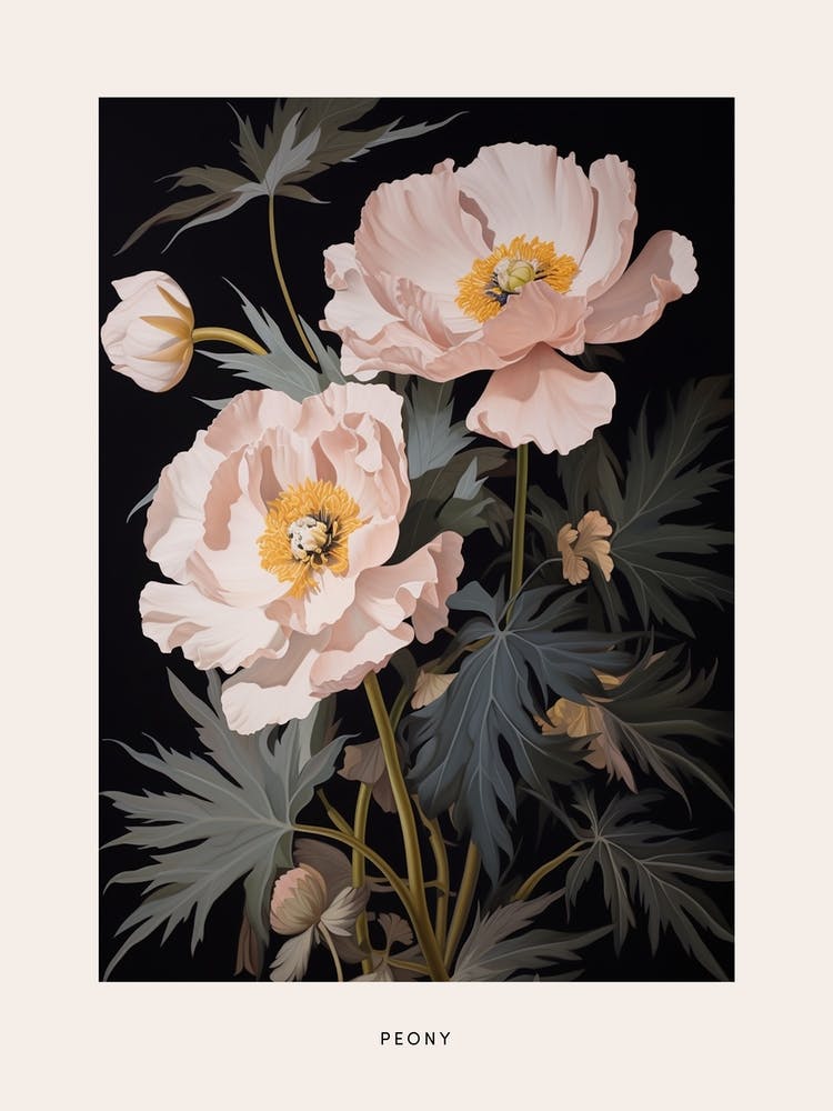 Flower Illustration Peony 1 Poster