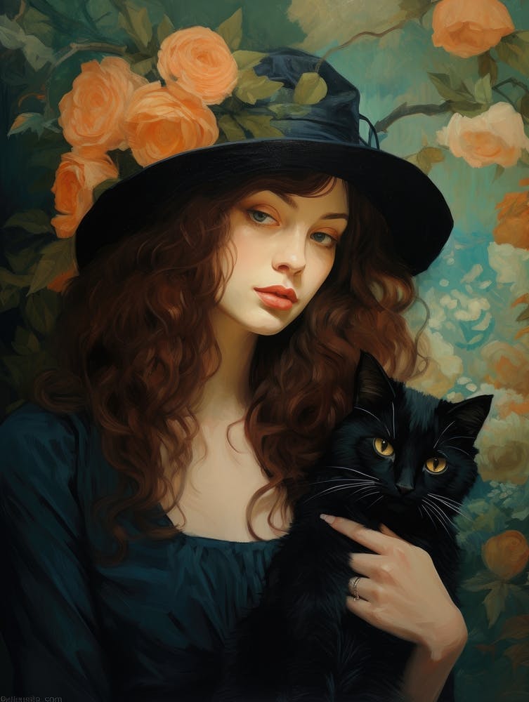 Girl With A Black Cat 2